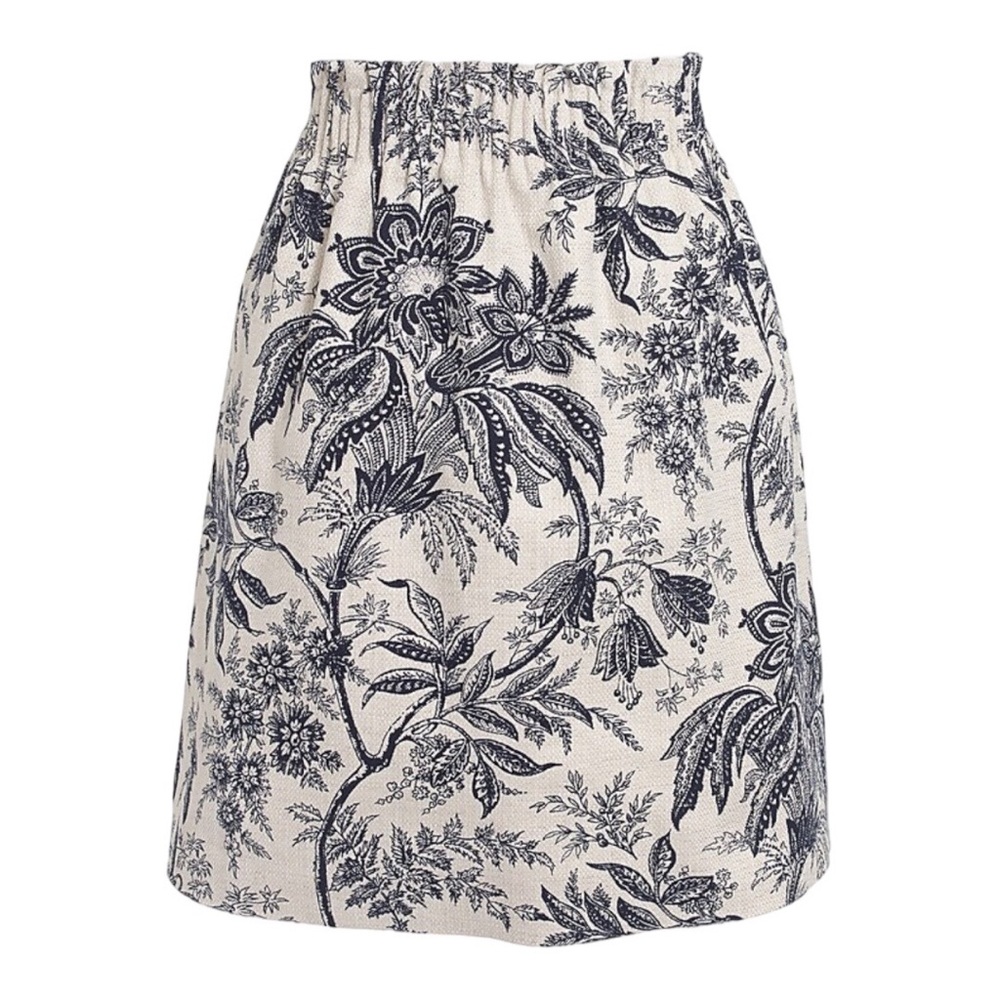 J. Crew Dobby Toile Floral Printed Linen Blend  Slip Mini Skirt - 4